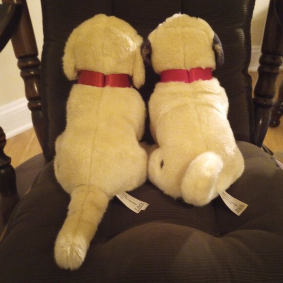 2 FAO Schwartz Plush Puppy Dogs, Pre-Owned: Golden Retriever Lab & Pug - Picture 3 of 11